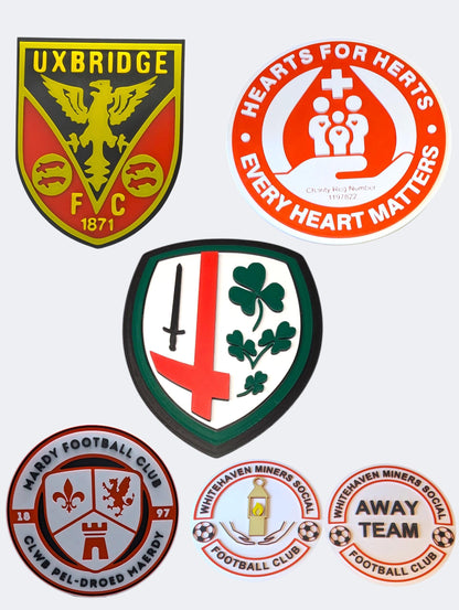 Custom Personalised Club Crest Plaque – 3D Printed Logo Sign | Sports Team Wall Decor | Bespoke Name & Badge Sign