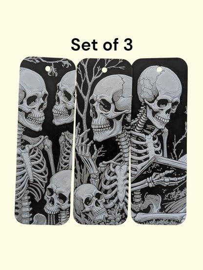 Skeleton Bookmarks Set of 3 – Gothic Skull Page Holders | Horror Book Lover Gift | Spooky Reading Accessories