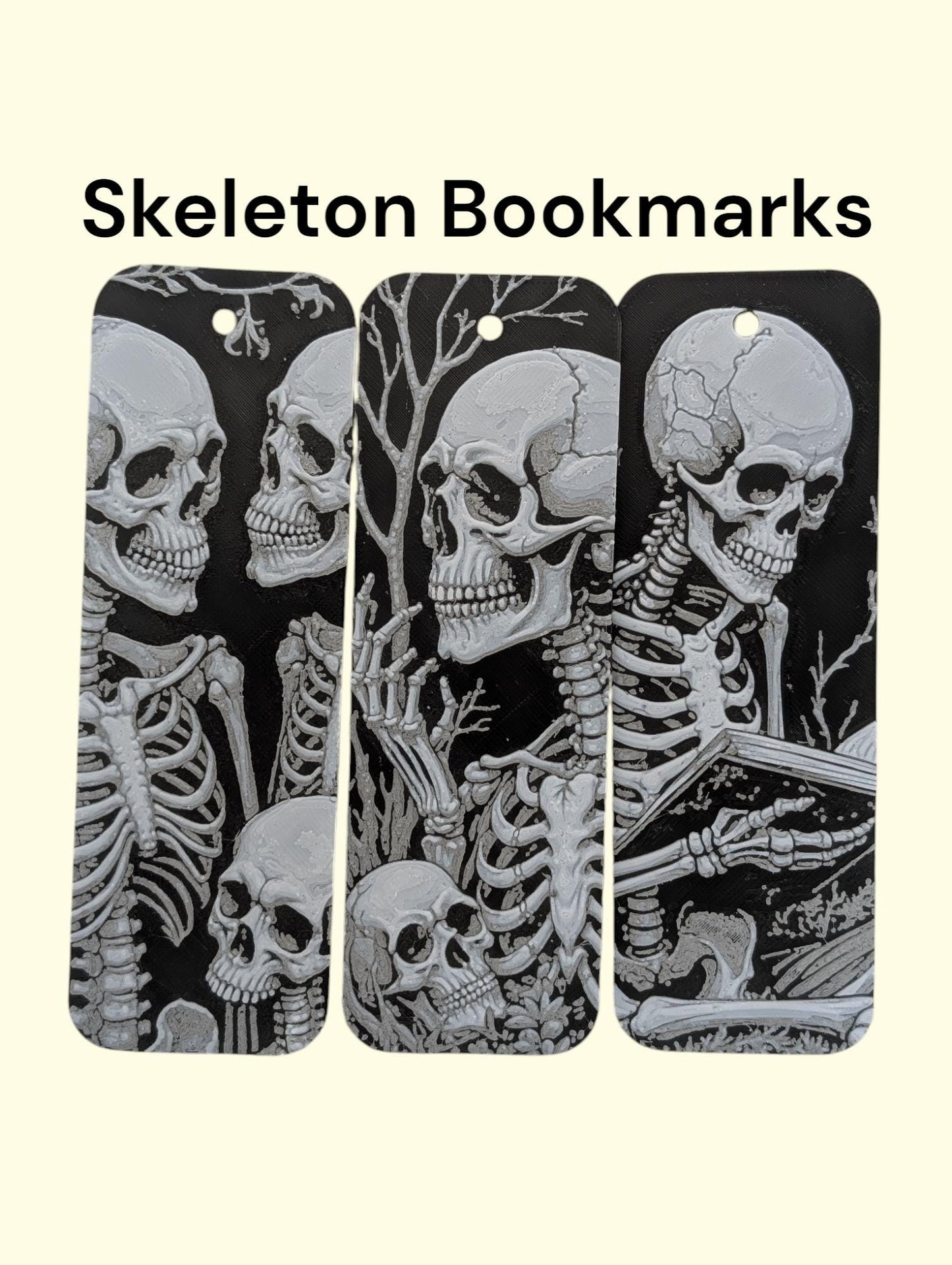 Skeleton Bookmarks Set of 3 – Gothic Skull Page Holders | Horror Book Lover Gift | Spooky Reading Accessories