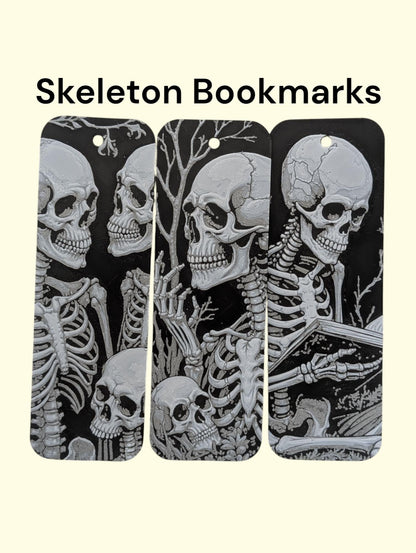 Skeleton Bookmarks Set of 3 – Gothic Skull Page Holders | Horror Book Lover Gift | Spooky Reading Accessories