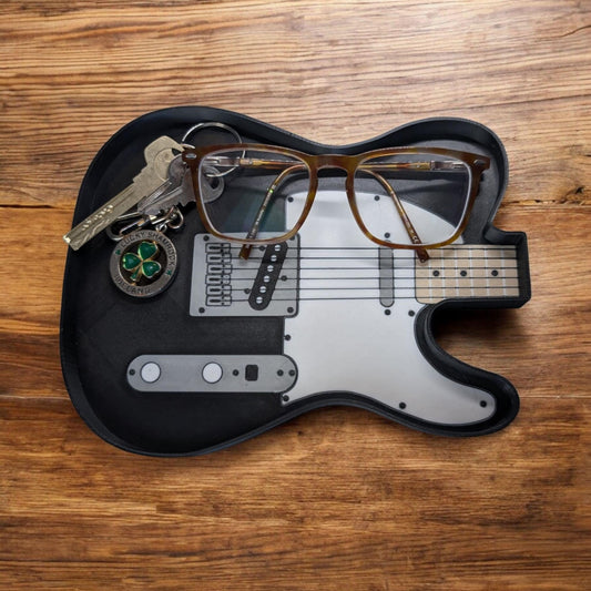 Electric Guitar Catch-All Tray | Music Lover Gift | Keys, Jewellery & Desk Organizer