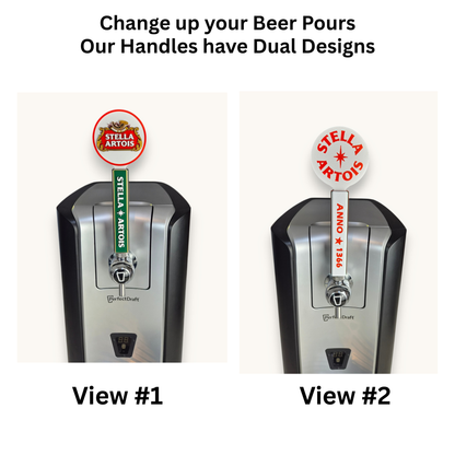 Stella Artois-inspired tap dual sided handle installed on a PerfectDraft Pro beer dispenser.