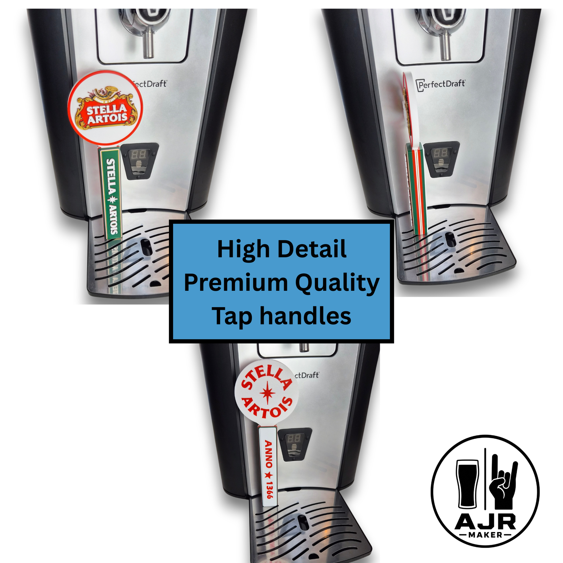 Side profile showing the ergonomic shape and premium finish of the beer tap handle